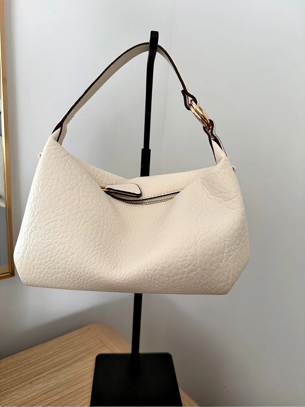 H&M Textured Hobo Bag in Cream